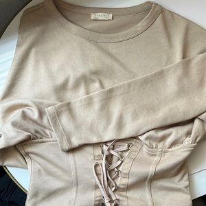 Zara tan long sleeve corset top